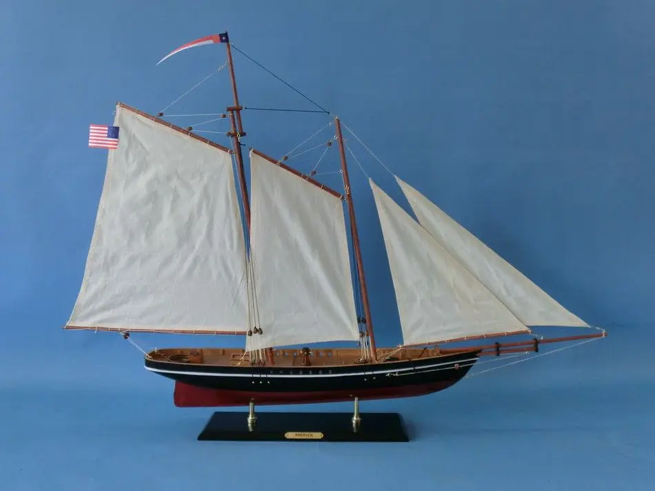 帆船模型 アメリカ号 Wooden America Model Sailboat 35inch - ヨット ...