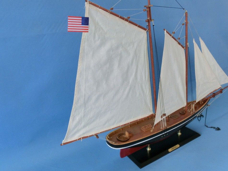 帆船模型 アメリカ号 Wooden America Model Sailboat 35inch ヨット模型 アメリカズカップ